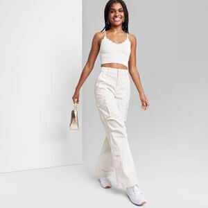 Women's High-Rise Cargo Utility Pants - Wild Fable Off-White M